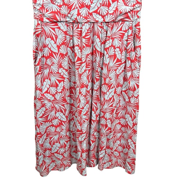 Boden Lola Jersey Swing Dress Short Sleeve V-Neck Red Palm Tropical‎ Women's 8R - Picture 4 of 10